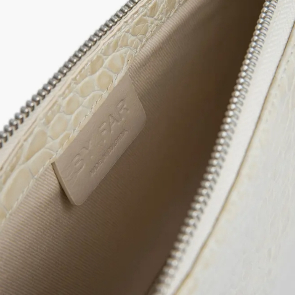 By Far Rachel Croc Embossed Leather Bag in Cream - Picture 5 of 5